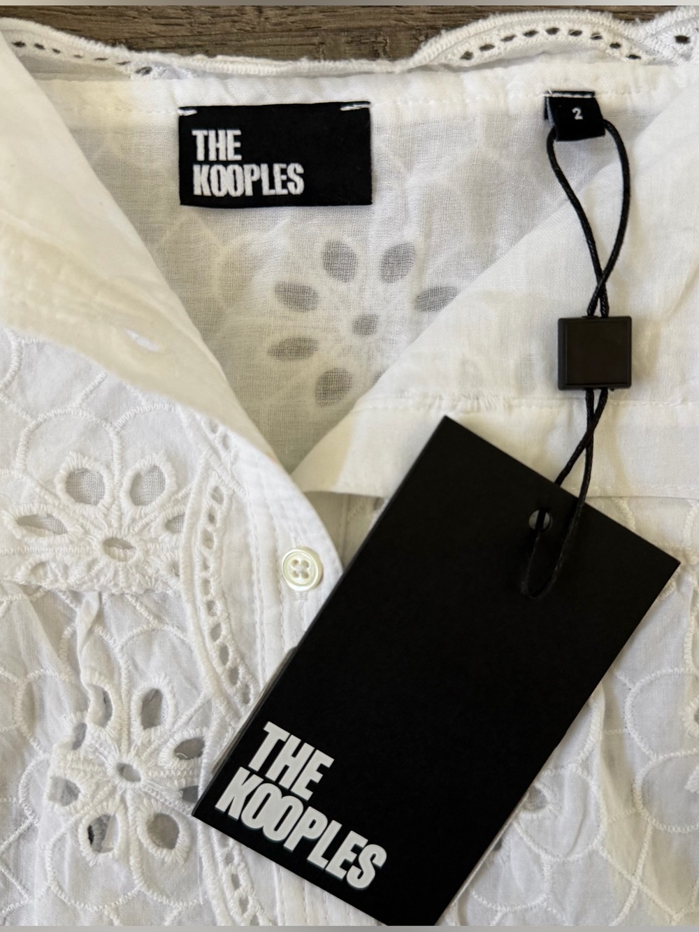 The Kooples White Floral Eyelet Embroidered Babydoll Peplum Top Size FR 2 US M - Picture 5 of 9